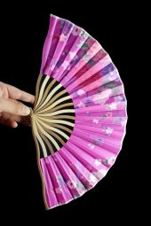 Japon Bambu Kumaş Yelpaze Çanta Boy Stant Hediyeli No.75 - 6