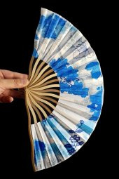 Japon Bambu Kumaş Yelpaze Çanta Boy Stant Hediyeli No.78 - 6