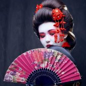 Japon Bambu Kumaş Yelpaze Çanta Boy Stant Hediyeli No.82 - 3