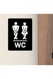 Esprili Wc Kapı Tabelası Siyah Renk - 1