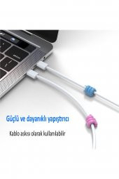 10 Adet Başparmak Kablo Tutucu Silikon Ev Organizatör Diş Fırçası Kulaklık Kablo Tutucu - 4