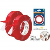 Süper Güçlü Çivisiz Montaj Bant 2 metre Uzunluk  18mm En Çift Taraflı Akrilik Bant ( 1 adet ) - 1