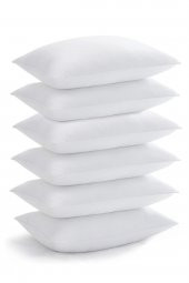 Elyaf Dolgulu 6 Adet Silikon Yastık 50x70 cm Pamuk Otel Yastık Beyaz Yumuşak - 1