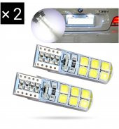 T10 Park Ledi Silikonlu 12V T10 Park Plaka Tavan Led Ampülü 2 Adet Beyaz 8000K thumbnail 1