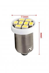 Ba9s Led Uyumlu  Ampul Soket Tipi Ba9s Tırnaklı 8 Ledli Beyaz 12v 2ad Mini Boy - 3
