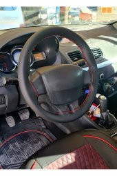 10 Adet Universal Deri Dikmeli Direksiyon Kılıfı Soft Siyah Deri-kırmızı Ipli (38-10cm) thumbnail 2