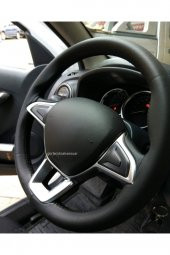 10 Adet Universal Deri Dikmeli Direksiyon Kılıfı Soft Siyah Deri-Siyah İpli 38-10CM - 1