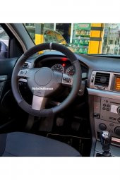 Renault Clio Symbol 1 Uyumlu Dikmeli Direksiyon Kılıfı Noktalı-Alkantara Gri Yüzüklü - 3