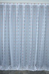 TERGAL BAKIR KARELİ BEYAZ RENK TEK KANAT Hazır Dikilmiş Pileli Fon Perde 300*260 Cm thumbnail 1