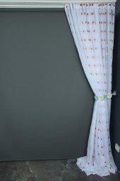 TERGAL BAKIR KARELİ BEYAZ RENK TEK KANAT Hazır Dikilmiş Pileli Fon Perde 300*260 Cm thumbnail 6