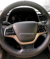 Hunday İ20 Uyumlu Direksiyon Kılıfı Dikmeli Mavi İpli 38×10.CM thumbnail 4