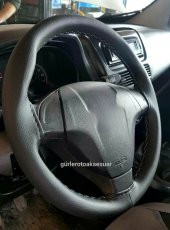 Peugeot Bipper Uyumlu Deri Dikmeli Direksiyon Kılıfı Soft Siyah İpli 38×10.5CM - 2