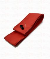 Kırmızı Renk Dikmeli Direksiyon Kılıfı Kırmızı Deri Siyah İpli Esnek Kokusuz Standart ( 38×10CM ) thumbnail 2