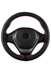 Toyota Corolla 1993-1998  Uyumlu Deri Dikmeli Direksiyon Kılıfı Kırmızı İpli thumbnail 1