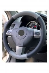 Universal Dikmeli Direksiyon Kılıfı Iki Renkli Gri Siyah Soft Esnek Kokusuz Standart 38 Cm thumbnail 2