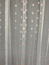 TERGAL PEMBE KARELİ BEYAZ RENK TEK KANAT Hazır Dikilmiş Pileli Fon Perde 300*260 Cm thumbnail 12