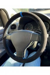 Volkwogen B6 Uyumlu Dikmeli Direksiyon Kılıfı Alkantra Mavi Yüzüklü thumbnail 1