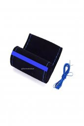 Volkwogen B6 Uyumlu Dikmeli Direksiyon Kılıfı Alkantra Mavi Yüzüklü thumbnail 3