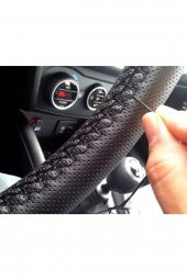 Fiat Doblo Deri Dikmeli Direksiyon Kılıfı Noktalı Siyah Ipli thumbnail 2