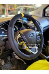 Ford Courier Uyumlu Alkantara Dikmeli Direksiyon Kılıfı Noktalı-nubuk Sarı Yüzüklü thumbnail 1