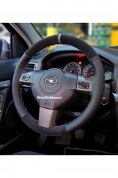 Opel Corsa D Kasa Uyumlu Dikmeli Direksiyon Kılıfı Noktalı-alkantara Gri Yüzüklü ( 38cm×10.5cm ) thumbnail 1