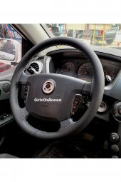 Ssangyong Actyon Dikmeli Direksiyon Kılıfı Soft Siyah Deri Gri Ipli A+plus ( 38×10cm ) - 1