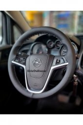 Opel Insignia Uyumlu Dikmeli Direksiyon Kılıfı Soft Siyah Deri Gri Ipli A Plus ( 38×10.5cm ) thumbnail 1