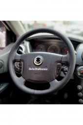 Ssangyong Actyon Dikmeli Direksiyon Kılıfı Soft Siyah Deri Gri Ipli A+plus ( 38×10cm ) - 3