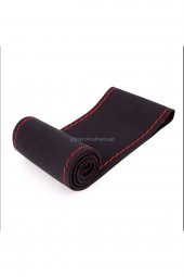 Volkswagen Polo 2017> Uyumlu Alkantra Dikmeli Direksiyon Kılıfı Kırmızı Ipli thumbnail 2