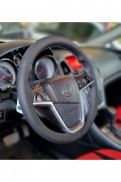 Opel Insignia Uyumlu Dikmeli Direksiyon Kılıfı Soft Siyah Deri Gri Ipli A Plus ( 38×10.5cm ) thumbnail 2
