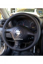 Seat Toledo Uyumlu Dikmeli Deri Direksiyon Kılıfı Soft Siyah Esnek Kokusuz A+plus ( 38cm×10.5cm ) thumbnail 1