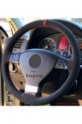 Fiat Punto Uyumlu Dikmeli Direksiyon Kılıfı Ultra Lüks Alkantra Serisi Kırmızı Yüzüklü thumbnail 2