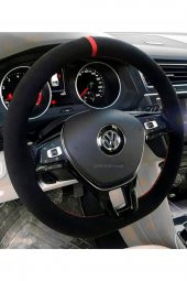 Vw Transporter T7 Dikmeli Direksiyon Kılıfı Alkantra Kırmızı Yüzüklü thumbnail 1