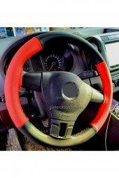 Audi A4 Dikmeli Direksiyon Kılıfı Iki Renkli Kırmızı-siyah thumbnail 1