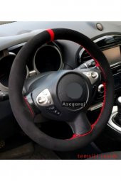 Fiat Punto Uyumlu Dikmeli Direksiyon Kılıfı Nubuk Alkantra Kırmızı Yüzüklü - 2
