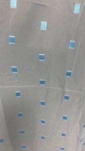 TERGAL TURKUAZ KARELİ BEYAZ RENK TEK KANAT Hazır Dikilmiş Pileli Fon Perde 300*260 Cm thumbnail 11