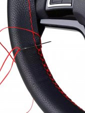 Universal Kamyon Tır Dikmeli Direksiyon Kılıfı Soft Siyah Kırmızı Ipli 45-10.5CM - 1