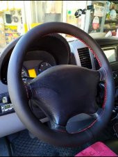 Universal Kamyon Tır Dikmeli Direksiyon Kılıfı Soft Siyah Kırmızı Ipli 45-10.5CM - 2