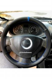 Dacia Logan Uyumlu Dikmeli Direksiyon Kılıfı Alkantra Karbon Kırmızı Yüzüklü thumbnail 1
