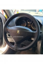 Peugeot 207  Uyumlu Dikmeli Direksiyon Kılıfı Kokusuz Terletmez Soft Gri Ipli (38×10cm) - 1