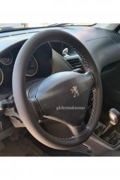 Peugeot 207  Uyumlu Dikmeli Direksiyon Kılıfı Kokusuz Terletmez Soft Gri Ipli (38×10cm) - 2