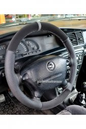 Opel Vectra B Kasa Nubuk Dikmeli Direksiyon Kılıfı Gri Yüzüklü Noktalı Alkantara - 3