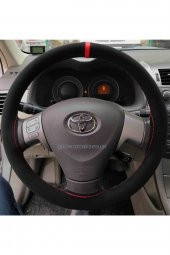 Toyota Auris Dikmeli Direksiyon Kılıfı Kırmızı Yüzüklü Alkantara (nubuk) - 1