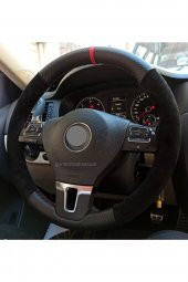 Vw Caddy 2004 2020 Alkantra-karbon Kırmızı Yüzüklü Direksiyon Kılıf thumbnail 2