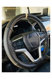 Isuzu D-max Uyumlu Dikmeli Direksiyin Kılıfı Delikli-karbon Bej Yüzüklü - 1