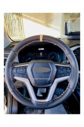 Isuzu D-max Uyumlu Dikmeli Direksiyin Kılıfı Delikli-karbon Bej Yüzüklü - 2