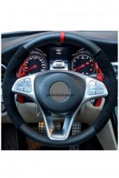 Suzuki Grand Vitara Uyumlu Dikmeli Direksiyon Kılıfı Alkantra Karbon Kırmızı thumbnail 2