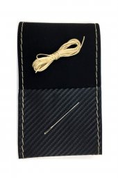 Skoda Octavia Dikmeli Direksiyon Kılıfı Alkantra Karbon Bej Yüzüklü thumbnail 3