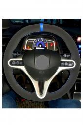 Toyota Corolla 2007-2012 Alkantra Nubuk Dikmeli Direksiyon Kılıfı Mavi Yüzüklü thumbnail 2