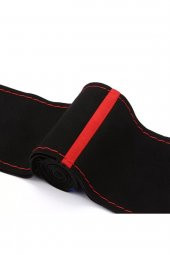 Toyota Corolla 2007-2012 Alkantra Nubuk Dikmeli Direksiyon Kılıfı Kırmızı Yüzüklü thumbnail 4